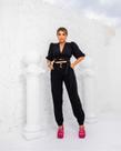 Conjunto calça pregas cós e cropped amarração 4521