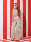 Conjunto Calça Wide Leg e Cropped Empório PitBull 93557 Cor:BegeTamanho:M