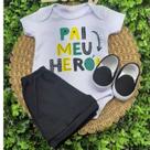Conjunto Calce Facil Com Body E Short Bebe Menino Mêsversario Estampado Verão 100% Suedine