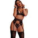 Conjunto Calcinha Sutiã Cinta Liga Coleira Super Sexy Sensual Sem Bojo e Sem Aro Conjunto Calcinha Sutiã Cinta Liga Coleira Super Sexy Sensual Sem Bojo e Sem Aro