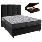 Conjunto Cama Box Bau Blindado Casal + Colchão D33 Iso100 Ortobom + Cabeceira