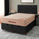 Conjunto Cama Box Bau Blindado Casal + Colchão Molas Ensacadas Airtech Ortobom + Cabeceira