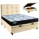 Conjunto Cama Box Bau Blindado Casal + Colchão Molas Ensacadas Life Gold Paropas + Cabeceira