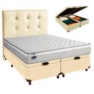 Conjunto Cama Box Bau Blindado Queen + Colchão Molas Ensacadas Hanover Inducol + Cabeceira