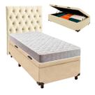 Conjunto Cama Box Bau Blindado Solteiro + Colchão D23 D23 Inducol + Cabeceira