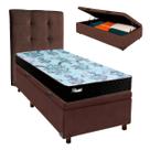 Conjunto Cama Box Bau Blindado Solteiro + Colchão Molas Ensacadas Life Gold Paropas + Cabeceira Conjunto Cama Box Bau Blindado Solteiro + Colchão Molas Ensacadas Life Gold Paropas + Cabeceira