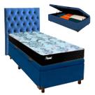 Conjunto Cama Box Bau Blindado Solteiro + Colchão Molas Ensacadas Life Gold Paropas + Cabeceira