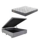 Conjunto Cama Box Baú Casal 138x188 em material sintético com Colchão Adapto Molas Ensacadas B&G