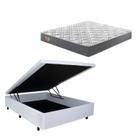 Conjunto Cama Box Baú Casal 138x188cm em material sintético com Colchão Adapto Molas Ensacadas B&G Branco/Cinza