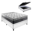 Conjunto Cama Box Baú Casal Branco Palermo Molas Ensacadas