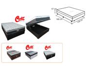 Conjunto Cama Box Baú Casal Viúva + Colchão de Molas Castor Class 128x188x67 - Ideal para Quartos Estreitos