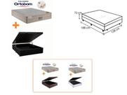 Conjunto Cama Box Baú Casal Viúva + Colchão Ortobom Airtech Molas Ensacadas 128x188x72