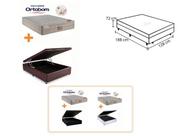 Conjunto Cama Box Baú Casal Viúva + Colchão Ortobom Airtech Molas Ensacadas 128x188x72