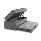 Conjunto Cama Box Baú com Auxiliar Kappesberg 88x188 Solteriro Cinza Conjunto Cama Box Baú com Auxiliar Kappesberg 88x188 Solteriro Cinza
