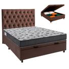 Conjunto Cama Box Bau Marrom Casal + Colchão D33 Iso100 Ortobom + Cabeceira