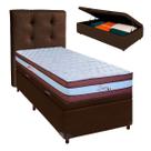 Conjunto Cama Box Bau Marrom Solteiro + Colchão Molas Ensacadas Legaccy Paropas + Cabeceira Conjunto Cama Box Bau Marrom Solteiro + Colchão Molas Ensacadas Legaccy Paropas + Cabeceira