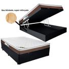Conjunto Cama Box Bau Preto Casal Blindada + Colchão de Molas Ensacadas Caribe 138x188x66 - Luckspuma