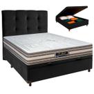Conjunto Cama Box Bau Preto Casal + Colchão Molas Ensacadas Legriff Sankonfort + Cabeceira