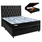 Conjunto Cama Box Bau Preto Casal + Colchão Molas Ensacadas Life Gold Paropas + Cabeceira Conjunto Cama Box Bau Preto Casal + Colchão Molas Ensacadas Life Gold Paropas + Cabeceira