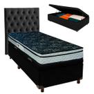 Conjunto Cama Box Bau Preto Solteiro + Colchão D28 Conforto Paropas + Cabeceira