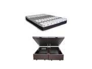 Conjunto Cama Box Baú Queen + Colchão Castor Class de Molas 158x198x67 - Com Aproveitamento Interno