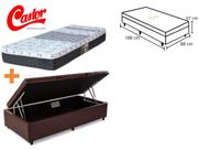 Conjunto Cama Box Baú Solteiro + Colchão Castor Class Molas Antialérgico 88x188x67
