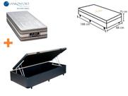 Conjunto Cama Box Baú Solteiro + Colchão Sankonfort Le Griff Molas Ensacadas 88x188x75 (Linha Alta - Conforto Firme)