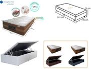 Conjunto Cama Box Baú Solteiro King Americano + Colchão Le Confort 96x203x76 - Molas Ensacadas c/ Visco- Linha Alta -Qualidade Conforto