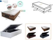 Conjunto Cama Box Baú Solteiro King Americano + Colchão Le Confort Molas Ensacacadas com Visco - 96x203x72