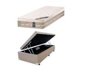 Conjunto Cama Box Baú Solteiro King Americano Jadmax + Colchão Molas Castor Premium Tecnopedic 96x203x72 ( Variedade de cores cama Baú)