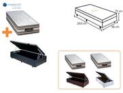 Conjunto Cama Box Baú Solteiro King + Colchão Molas Ensacadas Firme - Linha Alta 96x203x75