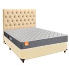 Conjunto Cama Box Bege Casal + Colchão D23 Pro Inducol + Cabeceira