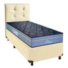 Conjunto Cama Box Bege Solteiro + Colchão Molas Ensacadas Petrus Paropas + Cabeceira