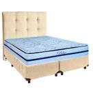 Conjunto Cama Box Blindado Casal + Colchão Molas Ensacadas Blue Paropas + Cabeceira