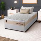 Conjunto Cama Box c/ Molas Ensacadas Alford Bege Solteiro 88x188x66