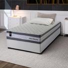 Conjunto Cama Box c/ Molas Ensacadas Alpine Cinza Solteiro 88x188x65
