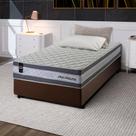 Conjunto Cama Box c/ Molas Ensacadas Alpine Cinza Solteiro 88x188x65