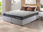 Conjunto Cama Box c/ Molas Ensacadas Benton Cinza King 193x203x71