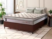 Conjunto Cama Box c/ Molas Ensacadas Liverpool Bege Casal 138x188x73