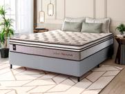 Conjunto Cama Box c/ Molas Ensacadas Liverpool Bege Casal 138x188x73