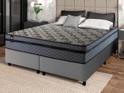 Conjunto Cama Box c/ Molas Ensacadas Montreal Cinza Queen 158x198x64