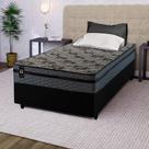 Conjunto Cama Box c/ Molas Ensacadas Montreal Cinza Solteiro 88x188x64