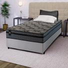 Conjunto Cama Box c/ Molas Ensacadas Montreal Cinza Solteiro 88x188x64