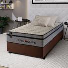 Conjunto Cama Box c/ Molas Ensacadas Preston Cinza Solteiro 88x188x71