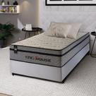 Conjunto Cama Box c/ Molas Ensacadas Preston Cinza Solteiro 88x188x71