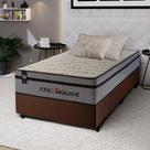 Conjunto Cama Box c/ Molas Ensacadas Preston Cinza Solteiro 96x203x71