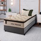 Conjunto Cama Box c/ Molas Ensacadas Quartzo Marrom Solteiro 96x203x71 Conjunto Cama Box c/ Molas Ensacadas Quartzo Marrom Solteiro 96x203x71