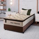 Conjunto Cama Box c/ Molas Ensacadas Quartzo Marrom Solteiro 96x203x71 Conjunto Cama Box c/ Molas Ensacadas Quartzo Marrom Solteiro 96x203x71