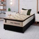 Conjunto Cama Box c/ Molas Ensacadas Quartzo Marrom Solteiro 96x203x71 Conjunto Cama Box c/ Molas Ensacadas Quartzo Marrom Solteiro 96x203x71