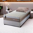 Conjunto Cama Box c/ Molas Ensacadas Sheffield Bege Solteiro 88x188x65